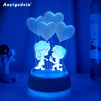 Новейший романтический светильник с воздушным шаром Светодиодные ночные светильники 3D акриловые настольные лампы Подарок на день рождения украшение детской спальни