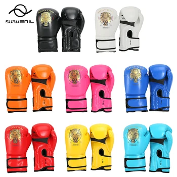 Боксерские Перчатки Разноцветные Тигровые Перчатки Муай Тай Из Искусственной Кожи Для Профессионального Кикбоксинга, Боксерские Перчатки с песком для Мужчин, Женщин, Детей