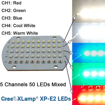 Cree XPE2 XP-E2 50 светодиодов 5-Канальный Высокомощный RGBWW светодиодный Излучатель Красный Зеленый Синий Белый Смешанный Цвет DIY светодиодный Светильник Медная печатная плата
