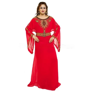 Красный кафтан Фараша Джалабия Абая Ислам, простой кафтан с ручной вышивкой, Экзотические платья для танцев