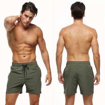 Мужские эластичные плавки MOONBIFFY Бренда 2023, Быстросохнущие пляжные шорты с карманами на молнии и сетчатой подкладкой