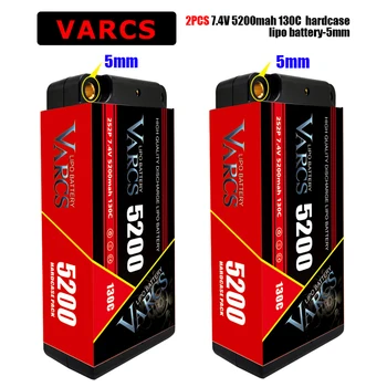 VARCS Shorty Lipo Аккумулятор 2S 7,4V 5200 mAh 130C 4 мм 5 мм Bullet Competition Short-Pack Deans XT90 RC 1/8 1/10 Автомобиль Лодка Грузовик Багги