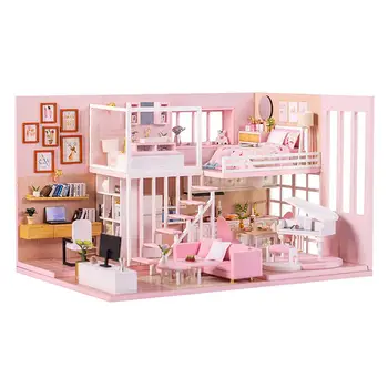 Миниатюрный кукольный домик, комплект для дома своими руками, Креативная комната с мебелью, подарки ручной работы для девочек на День рождения