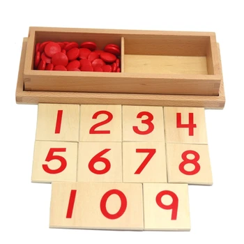 Детские учебные пособия по цифрам, Математическая игрушка, обучающая игра с цифрами и фишками, Обучающая игрушка для счета, деревянная коробка, упаковка