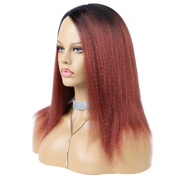 Короткий синтетический парик Кудрявый прямой для чернокожих женщин Прямой синтетический афро-парик Черный блондинистый термостойкий парик для волос