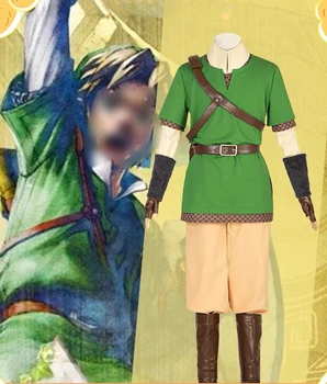 Высокое Качество Skyward Sword Link Косплей Костюм Zelda Link Зеленая Униформа Halloween Party Мужчины Косплей На Заказ
