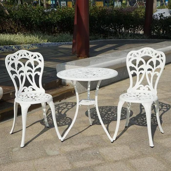 Балконный кофейный сервиз из 3 предметов, маленький столик, стул из литого алюминия, открытый стул и стол, садовая мебель для отдыха на заднем дворе, патио
