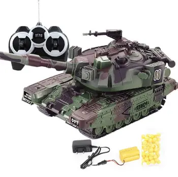 1:32, Радиоуправляемый боевой танк, Тяжелая Большая интерактивная игрушечная машинка с дистанционным управлением, стреляющая пулями, модель, электронные игрушки для мальчиков на День рождения
