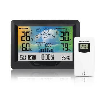 Метеостанция Цветной экран, температура, влажность, термометр, Гигрометр, будильник с наружным датчиком