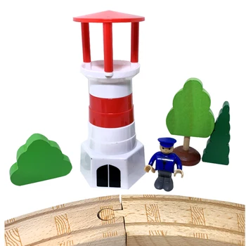 Статическая модель пластикового маяка, аксессуары для маленьких железнодорожных путей, детский железнодорожный транспорт, развивающие игрушки для мальчиков