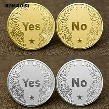 Да / нет Памятная монета, позолоченный металлический значок, Медная монета, монета для принятия решения, монета для игры в гадание, монета для вызова